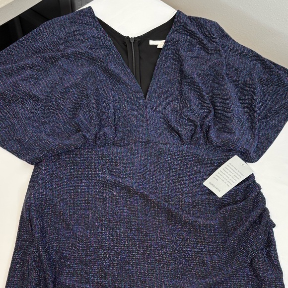 Harlyn Blue V-Neck Asymmetrical Metallic Dolman Sleeve Cocktail Dress size large - Picture 8 of 11